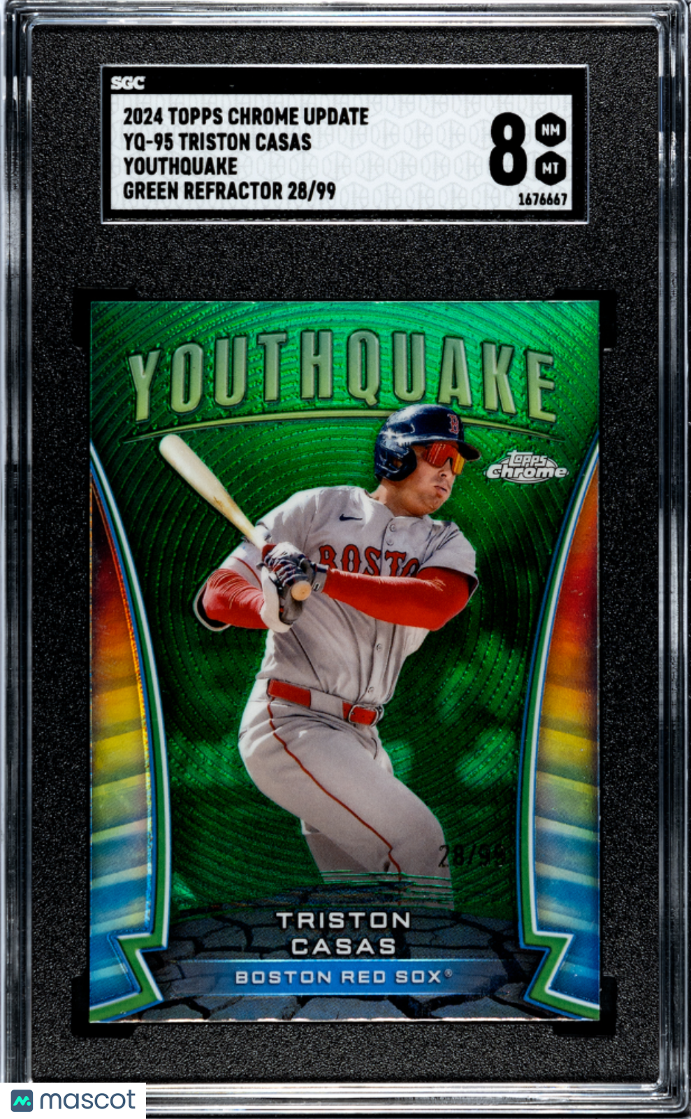 2024 Topps Chrome Update Triston Casas #YQ-95 Youthquake Green Refractor SGC 8