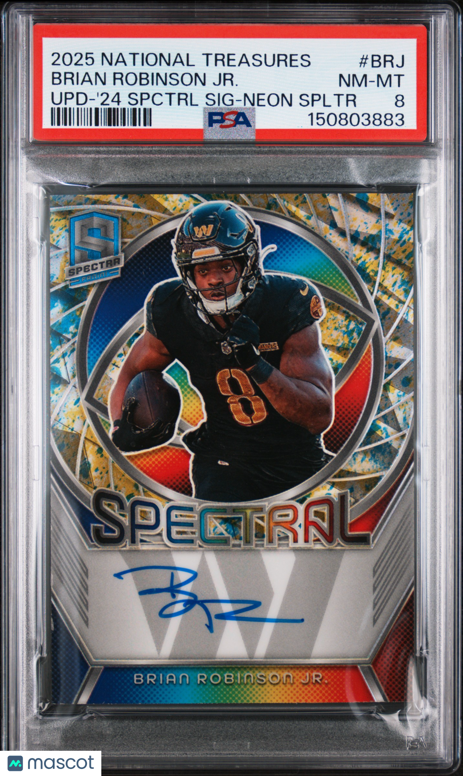 2025 Panini National Brian Robinson JR. #BRJ '24 Spctrl SIG Neon Spltr PSA