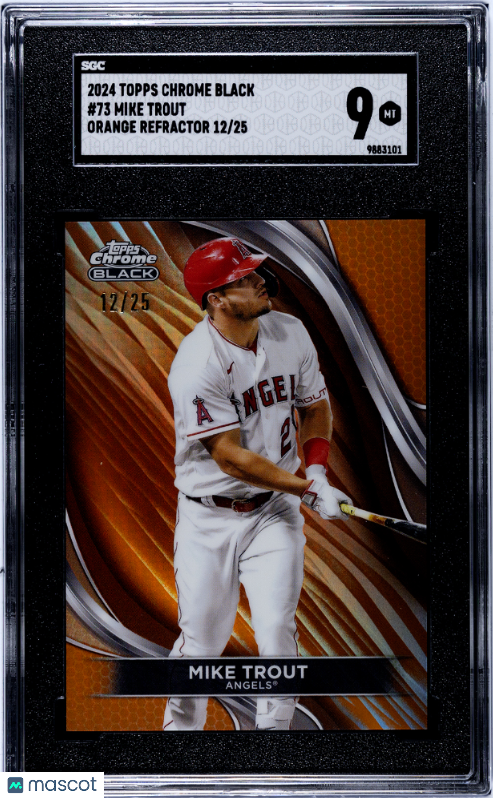 2024 Topps Chrome Black Mike Trout #73 Orange Refractor SGC 9