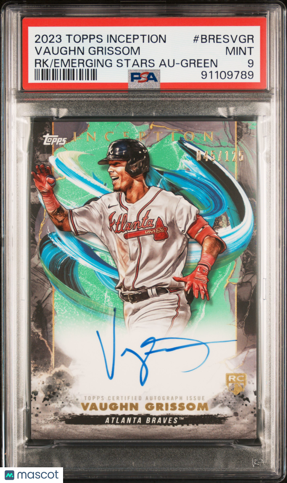 2023 Topps Inception Rookie & Emerging Stars Auto Vaughn Grissom  Green PSA 9