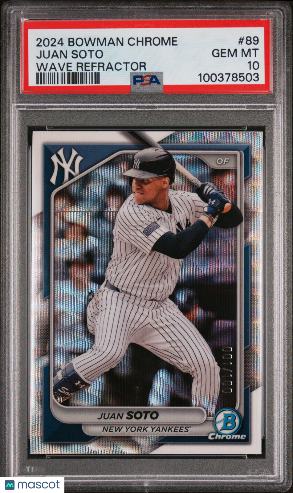 2024 Bowman Chrome Juan Soto #89 Wave Refractor 001/100 PSA 10