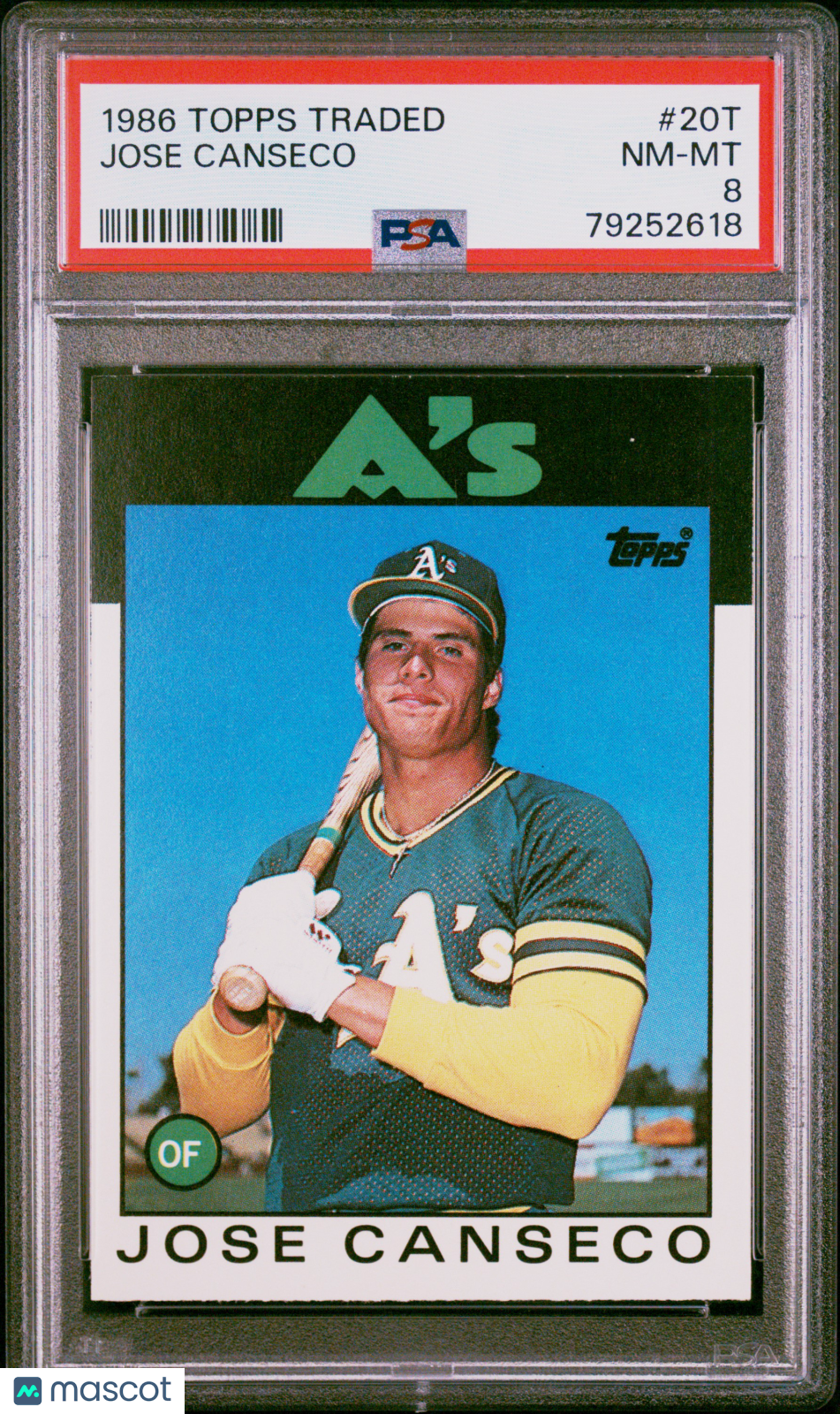 1986 Topps Traded Jose Canseco #20T PSA 8