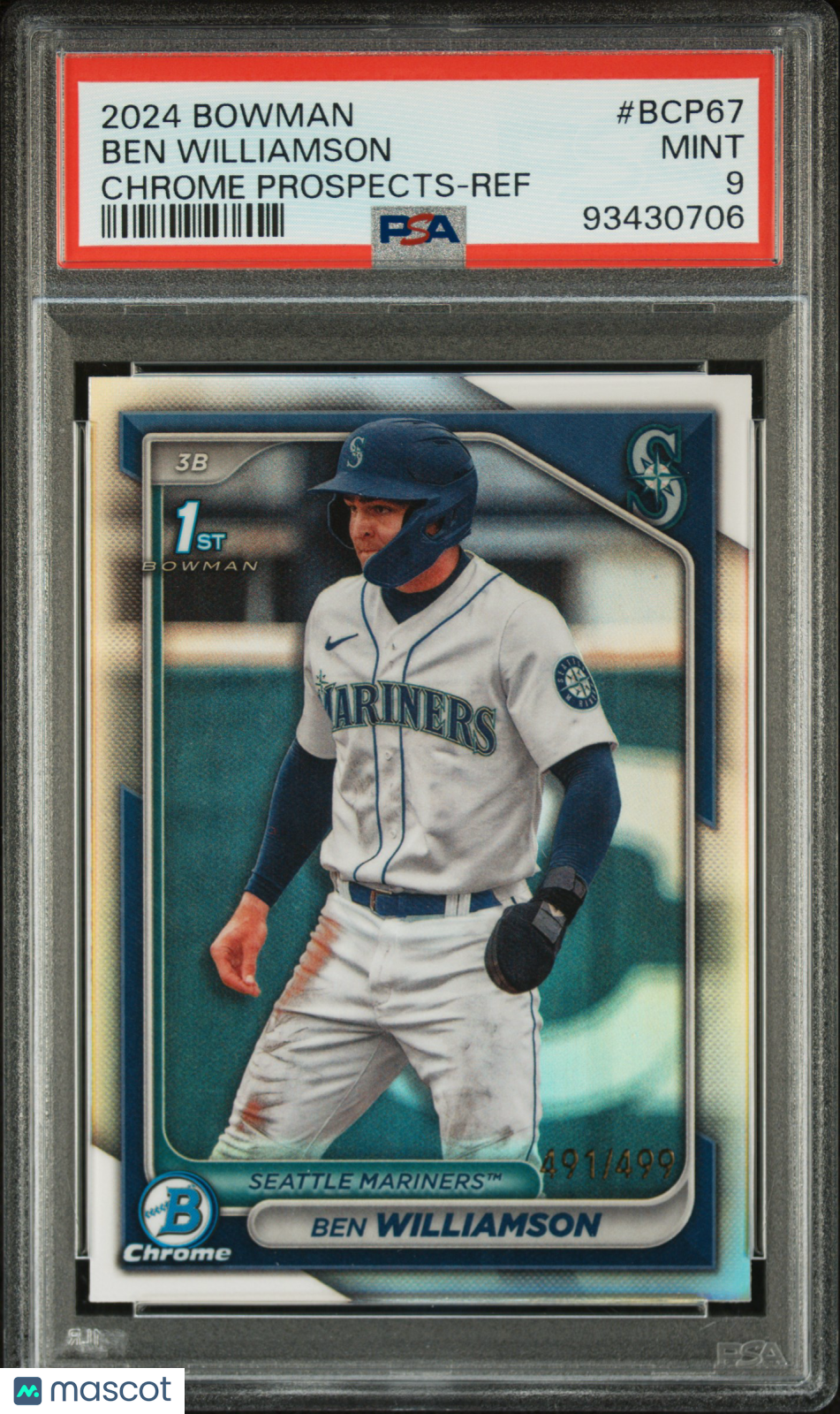 2024 Bowman Chrome Prospects Ben Williamson #BCP67 Ref 491/499 PSA 9
