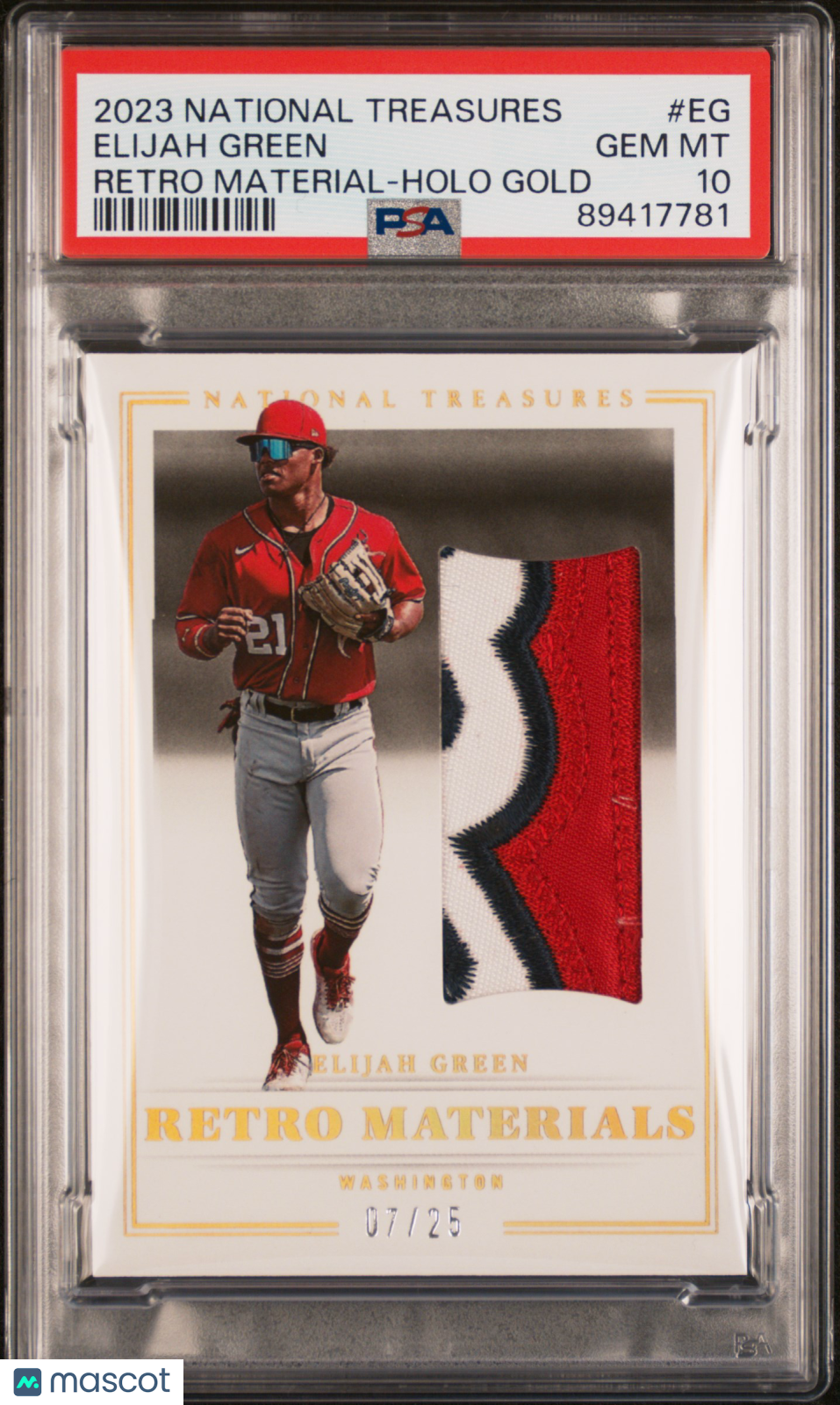 2023 Panini National Treasures Retro Materials Elijah Green #EG / 25 PSA 10