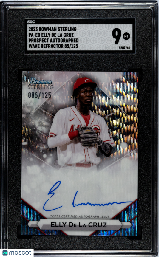 2023 Bowman Sterling Elly De La Cruz #PA-ED Pros. Autograph Wave Refractor SGC 9