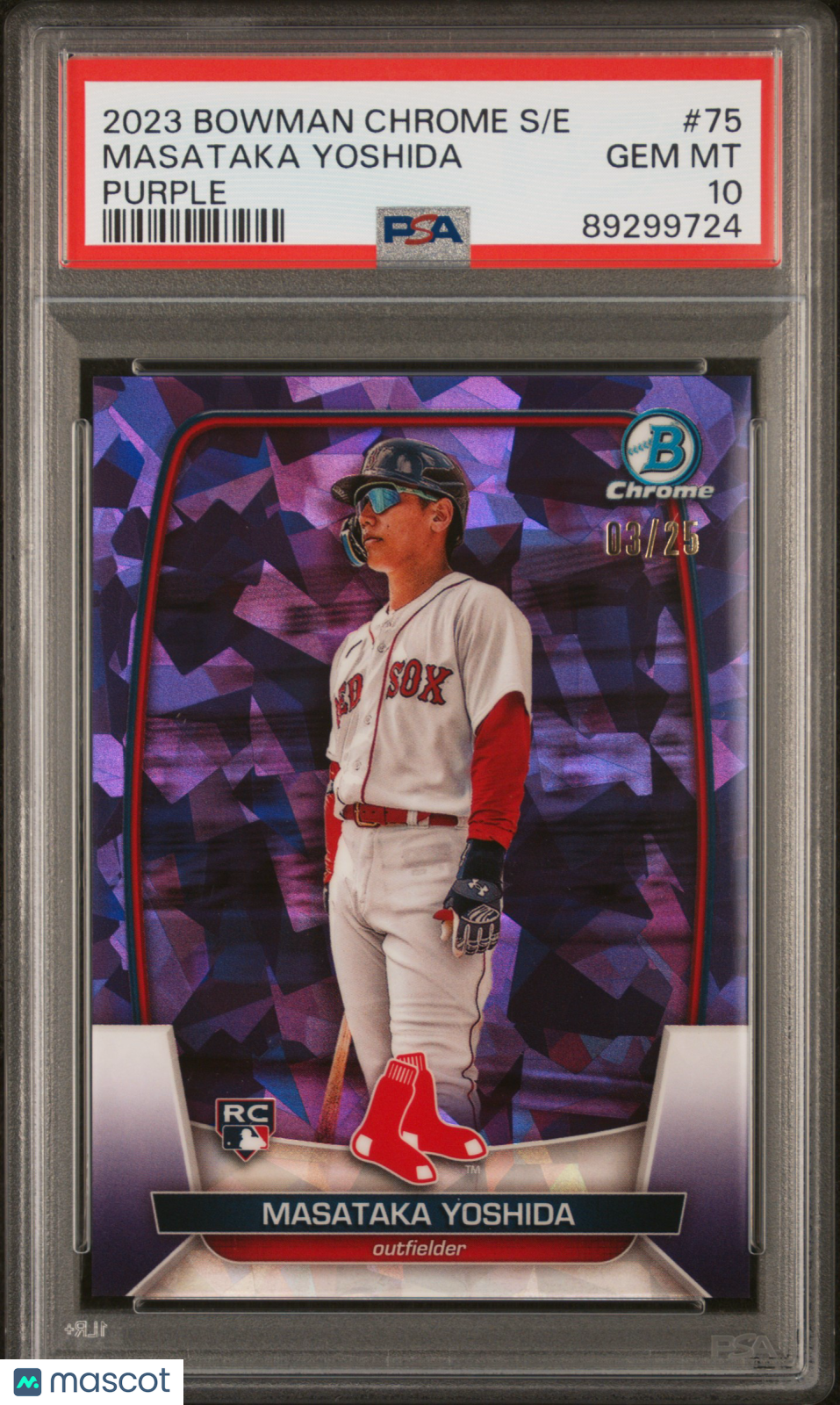 2023 Bowman Chrome Sapphire Edition Masataka Yoshida #75 Purple 03/25 PSA 10