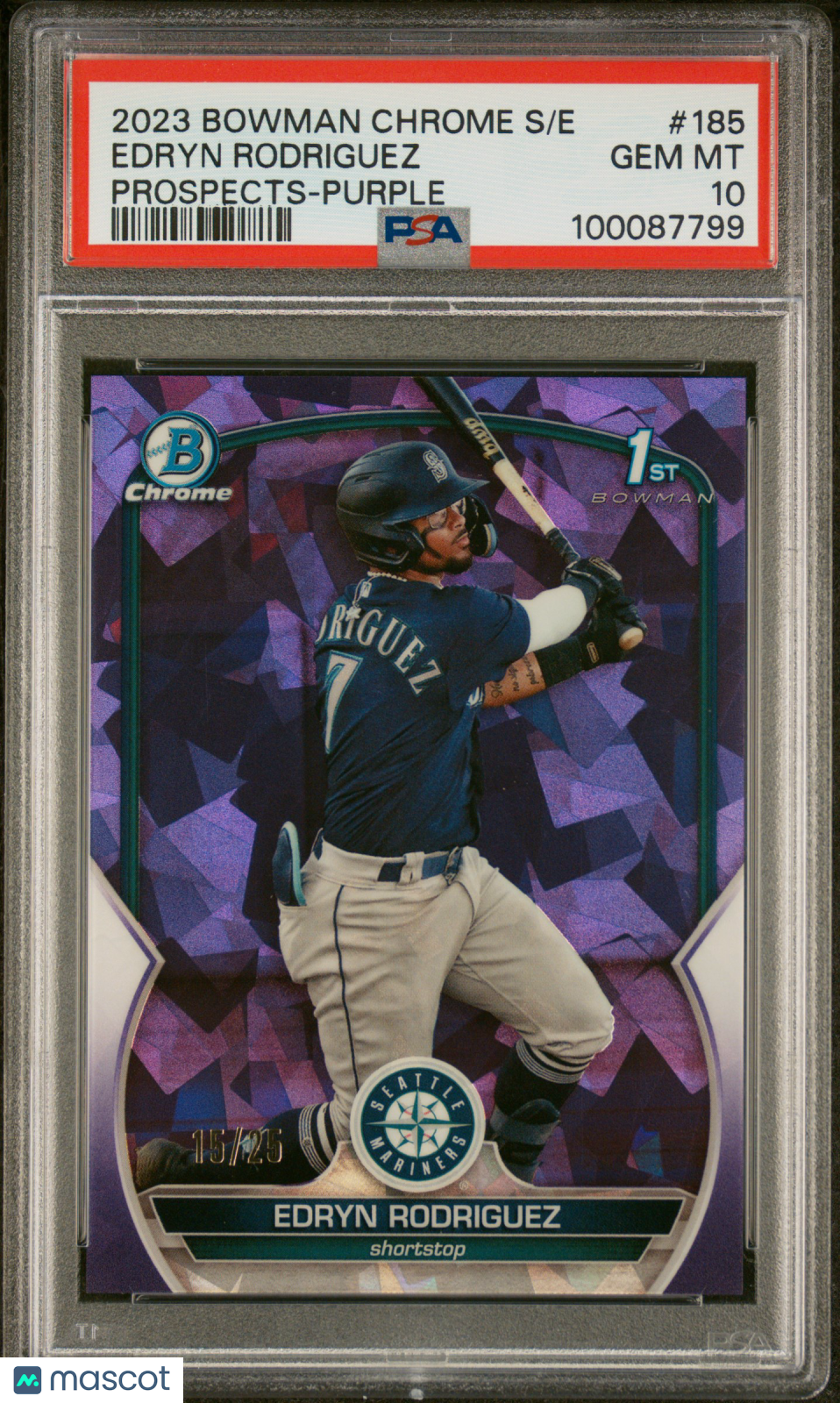 2023 Bowman Chrome Sapphire Edition  Edryn Rodriguez #185 Purple /25 PSA 10