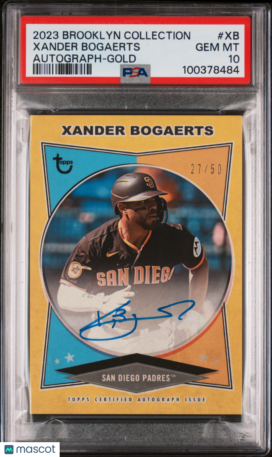 2023 Topps Brooklyn Collection Auto Xander Bogaerts #XB Gold /50 PSA 10