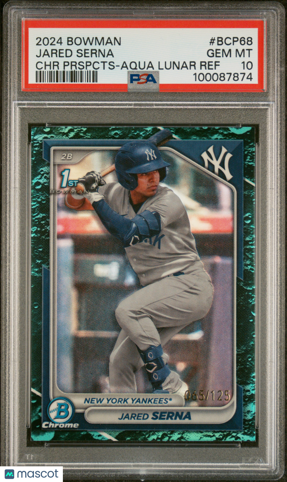 2024 Bowman Chrome Prospects Jared Serna #BCP68 Prspcts Aqua Lunar /125 PSA 10
