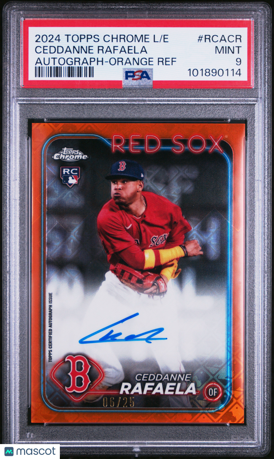 2024 Topps Chrome Logofractor  Refractor Ceddanne Rafaela #RCACR Orange/25 PSA 9