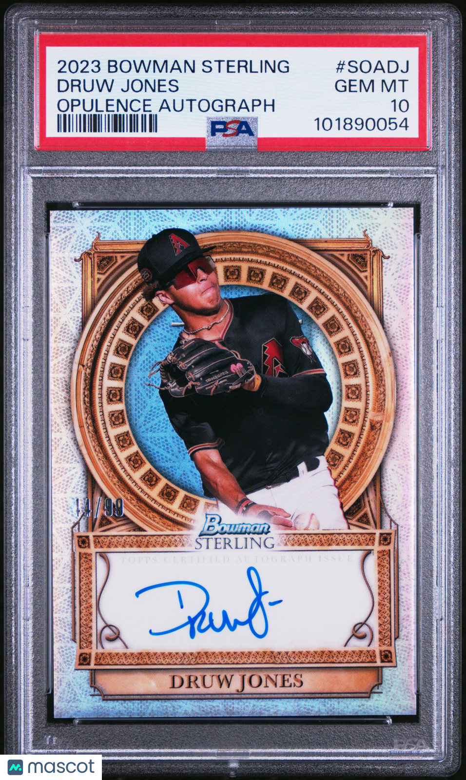 2023 Bowman Sterling Sterling Opulence Autographs Druw Jones #SOADJ 14/99 PSA 10