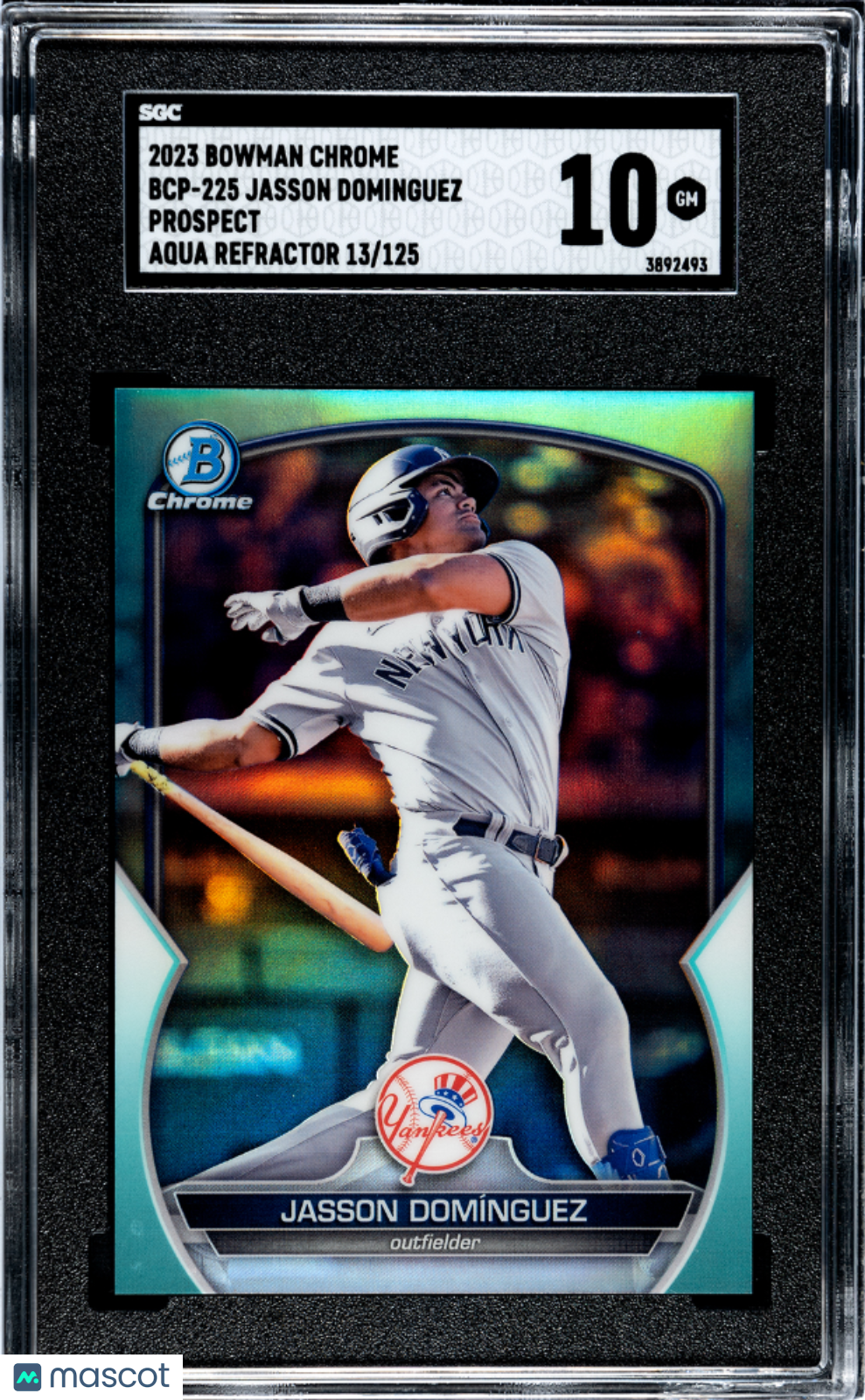 2023 Bowman Chrome Jasson Dominguez #BCP-225 Pros. Aqua Refractor SGC 10