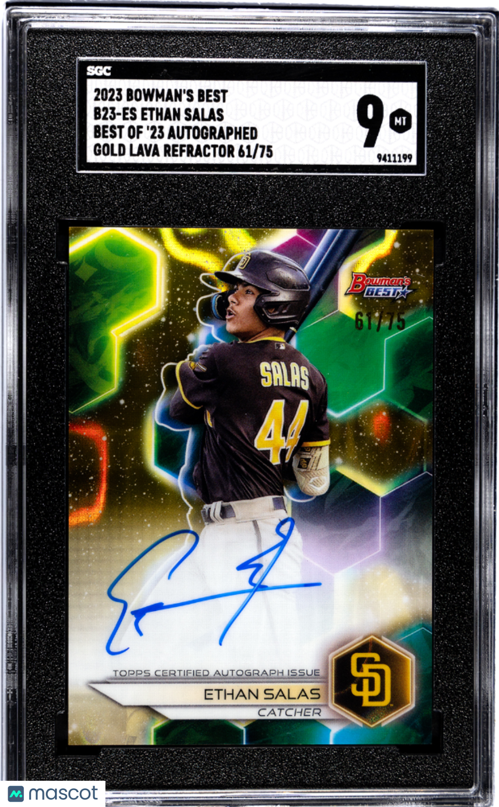2023 Bowman's Best Ethan Salas #B23-ES Of '23 Gold Lava Refractor SGC 9