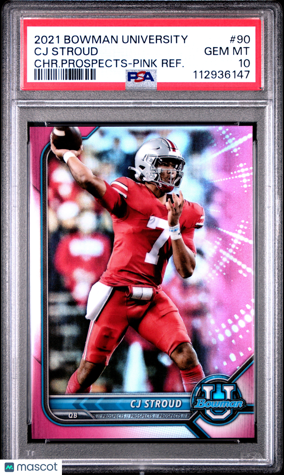 2021 Bowman University Chrome CJ Stroud #90 CHR. Prospects Pink PSA 10