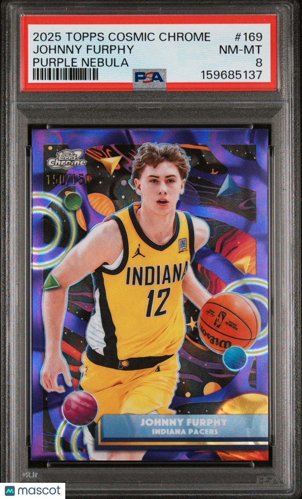 2025 Topps Cosmic Chrome Johnny Furphy #169 Purple Nebula 150/150 PSA 8