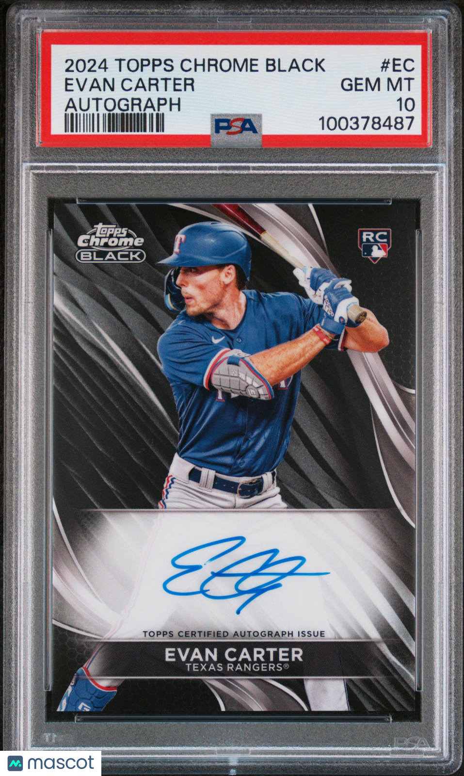 2024 Topps Chrome Black Autographs Evan Carter #EC PSA 10