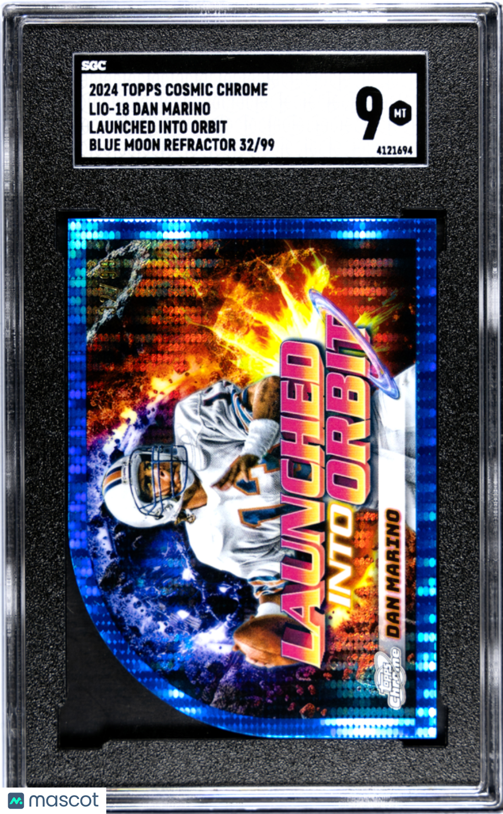 2024 Topps Cosmic Chrome Dan Marino #LIO-18 Into Orbit Blue Moon Refractor SGC 9