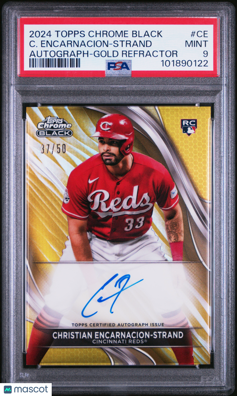 2024 Topps Chrome Black Auto C. Encarnacion-Strand #CE Gold Refractor /50 PSA 9