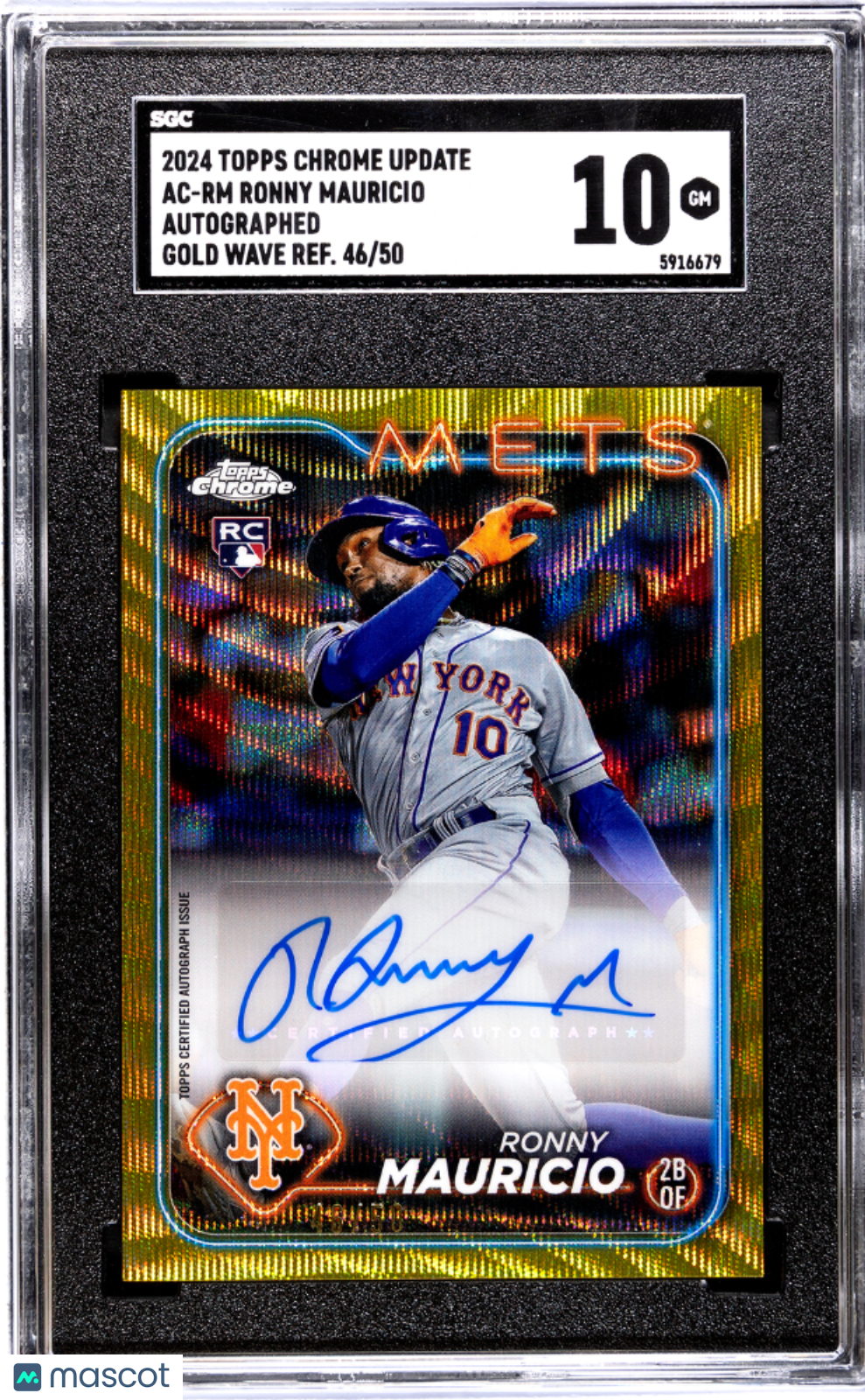 2024 Topps Chrome Update Ronny Mauricio #AC-RM Gold Wave Refractor SGC 10
