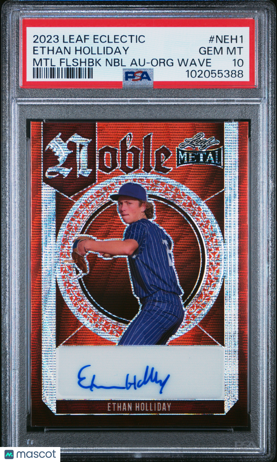 2023 Leaf Eclectic Metal Flashback  Auto Ethan Holliday #NEH1  Org Wave PSA 10