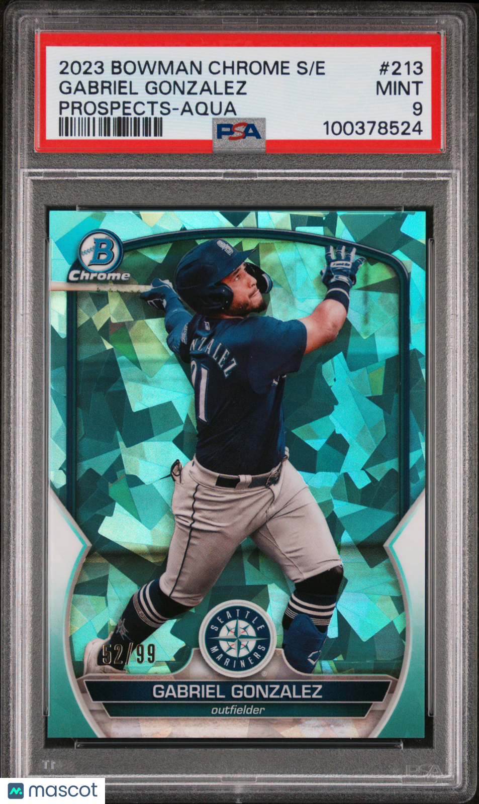 2023 Bowman Chrome Sapphire Prospects Gabriel Gonzalez #213 Aqua /99 PSA 9