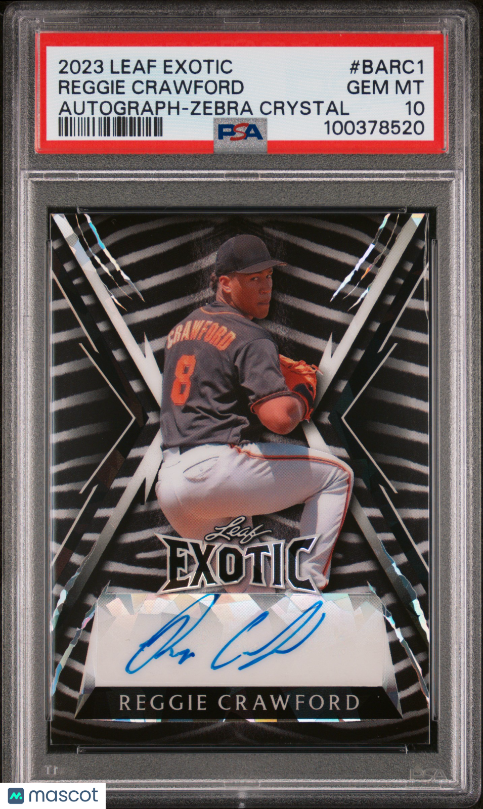 2023 Leaf Exotic Autographs Reggie Crawford #BARC1 Zebra Crystal PSA 10