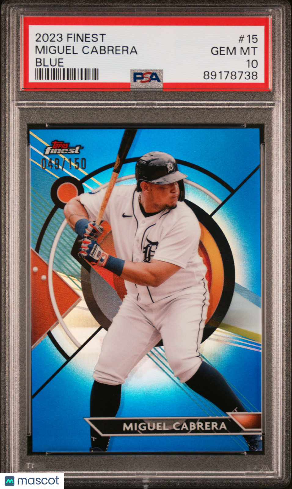 2023 Topps Finest Miguel Cabrera #15 Blue 049/150 PSA 10