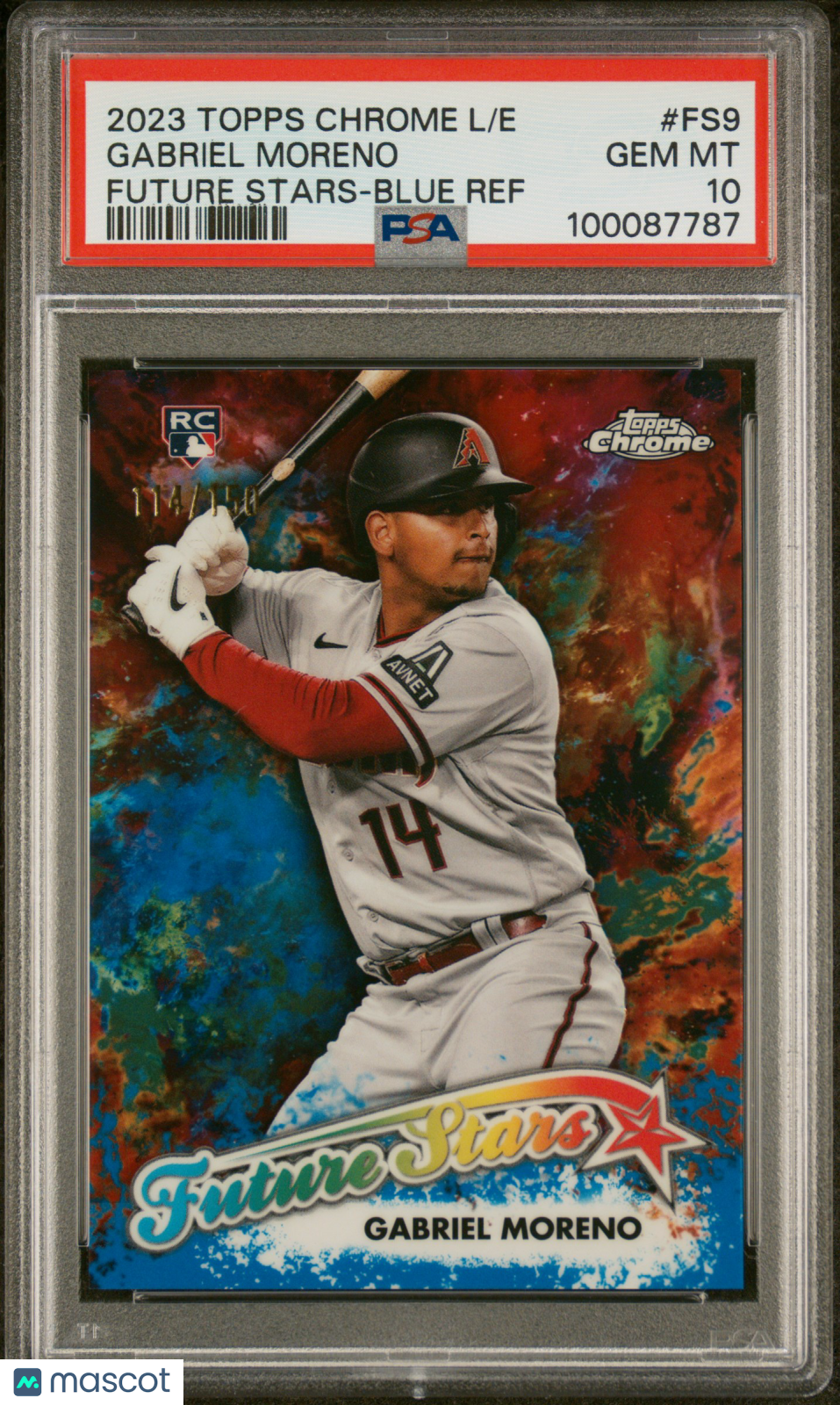 2023 Topps Chrome Logofractor Future Stars Gabriel Moreno #FS9 Blue Ref PSA 10