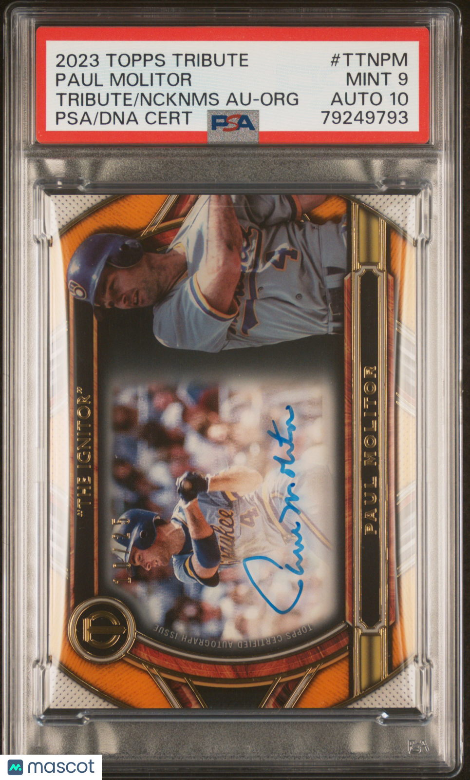 2023 Topps Tribute Tribute To Nicknames Auto Paul Molitor #TTNPM Org PSA 9