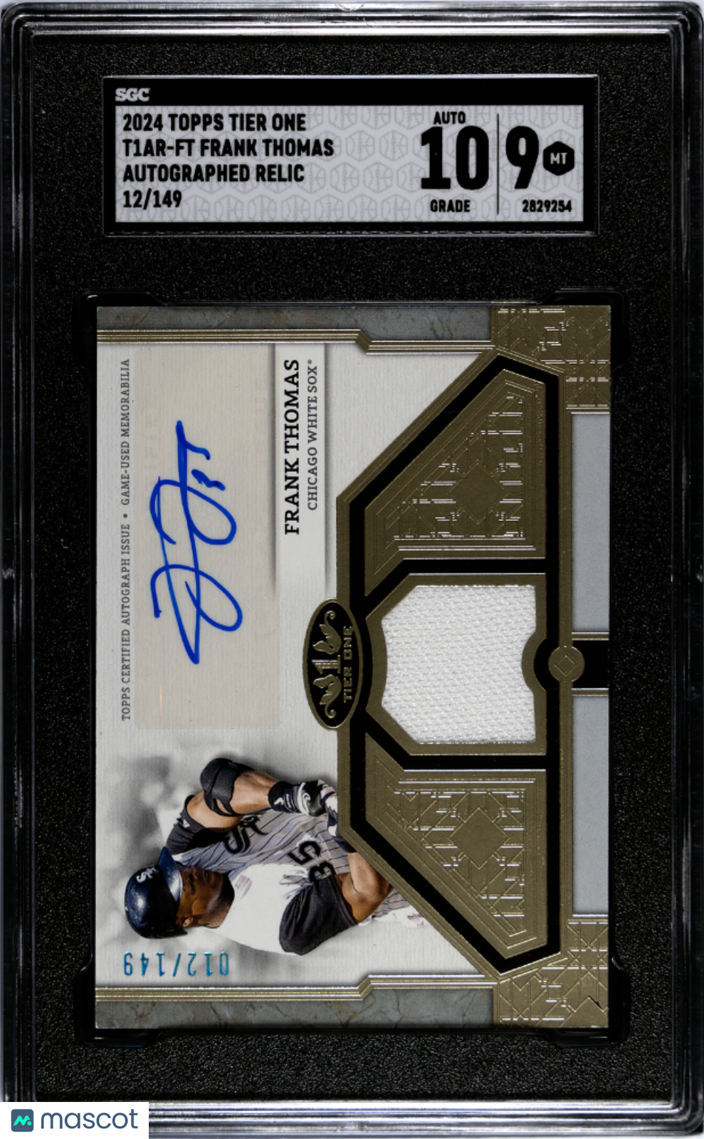 2024 Topps Tier One Frank Thomas #T1AR-FT Autograph Relic SGC 9 Auto 10