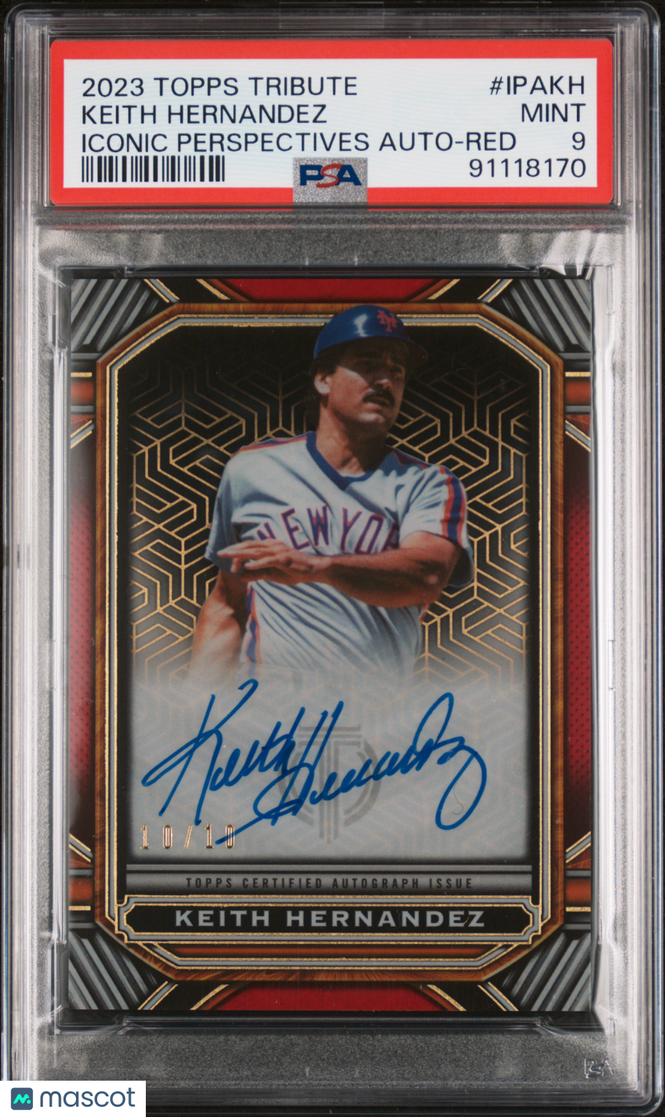 2023 Topps Tribute Iconic Perspectives Auto Keith Hernandez #IPAKH Red /10 PSA