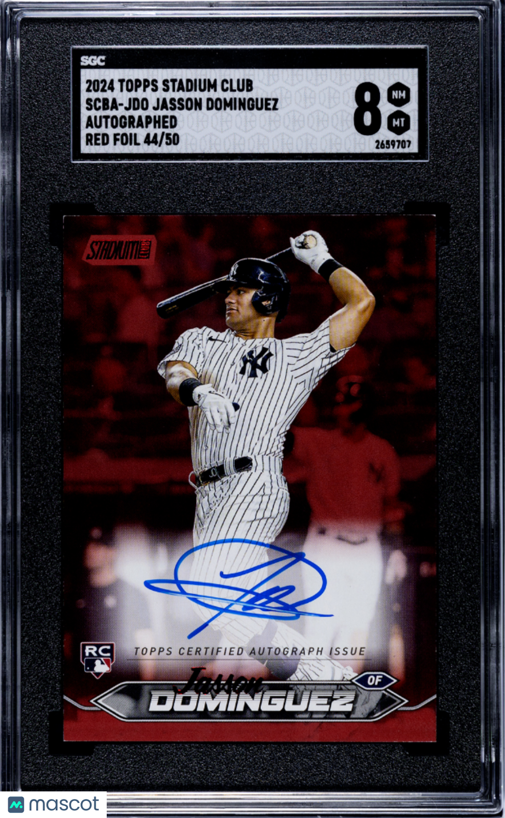 2024 Topps Stadium Club Jasson Dominguez #SCBA-JDO Autograph Red Foil SGC 8