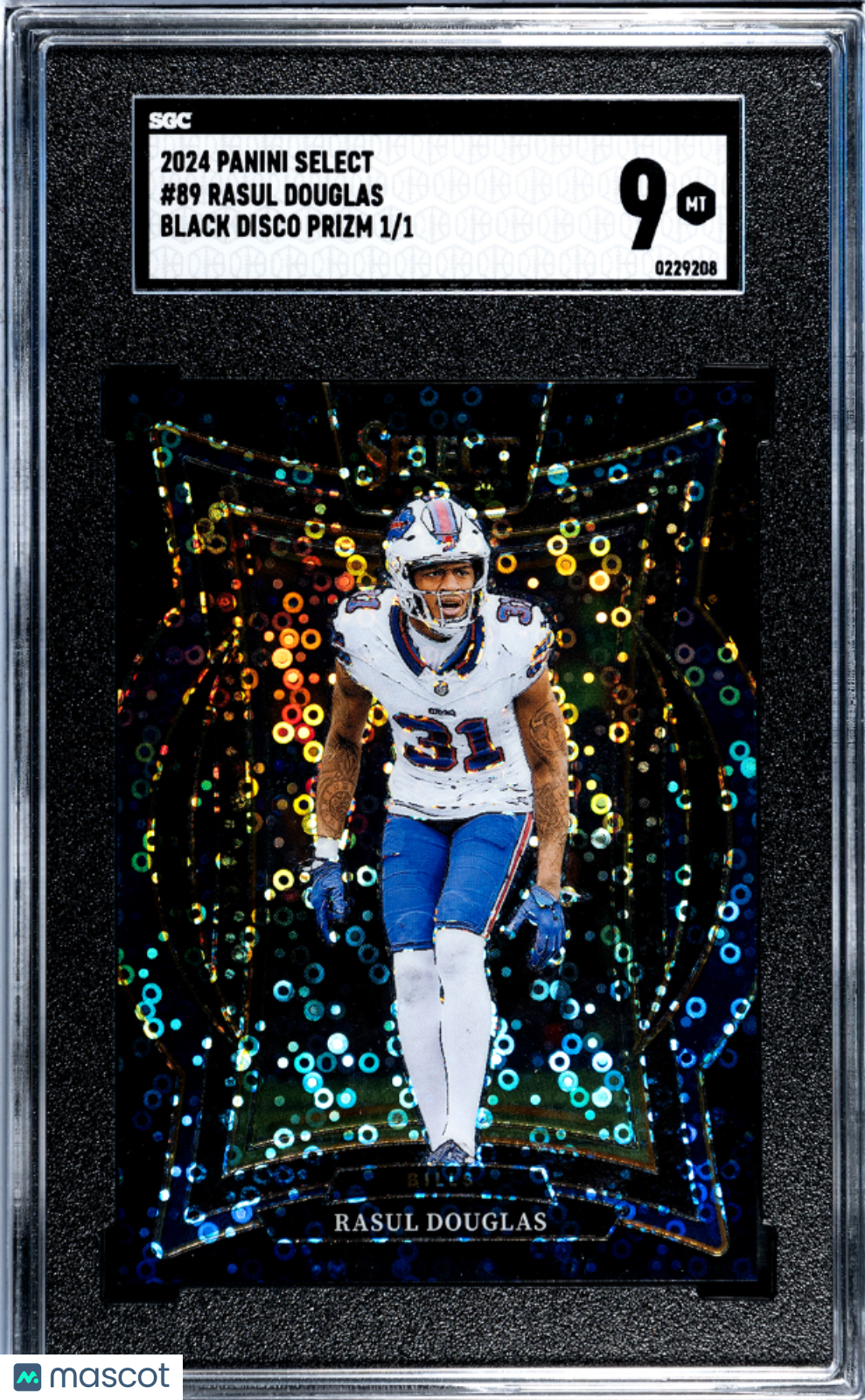 2024 Panini Select Rasul Douglas #89 Black Disco Prizm 1/1 SGC 9