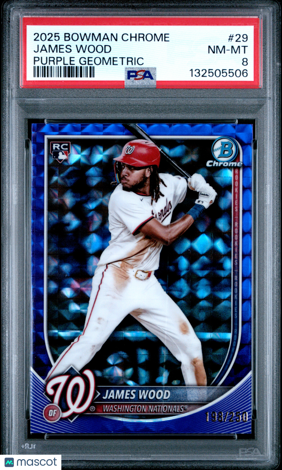 2025 Bowman Chrome James Wood #29 Purple Geometric 198/250 PSA 8