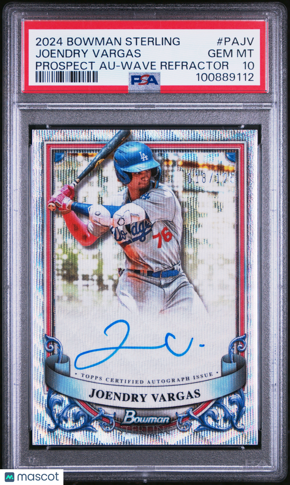2024 Bowman Sterling Prospect Auto Joendry Vargas #PAJV Wave Refractor PSA 10