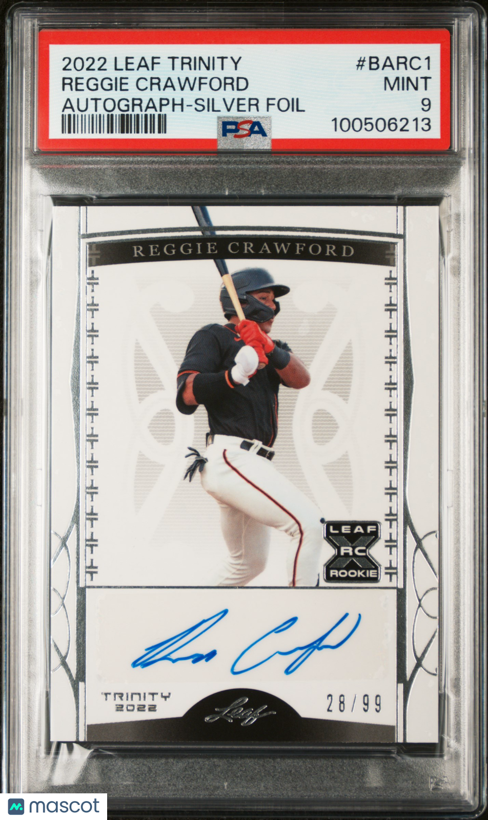 2022 Leaf Trinity Autograph Reggie Crawford #BARC1 Silver Foil 28/99 PSA 9