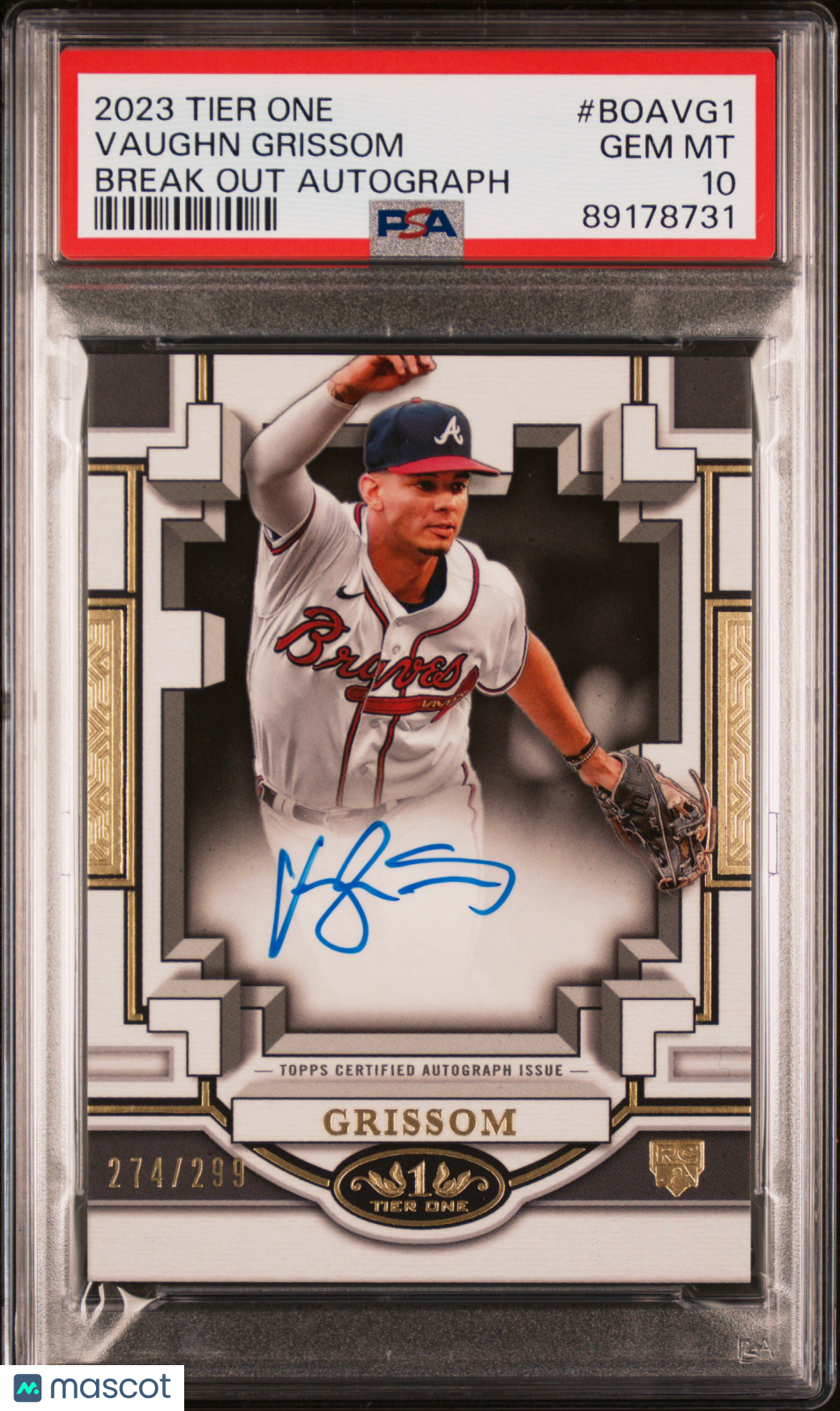 2023 Topps Tier One Break Out Autographs Vaughn Grissom #BOAVG1 274/299 PSA 10