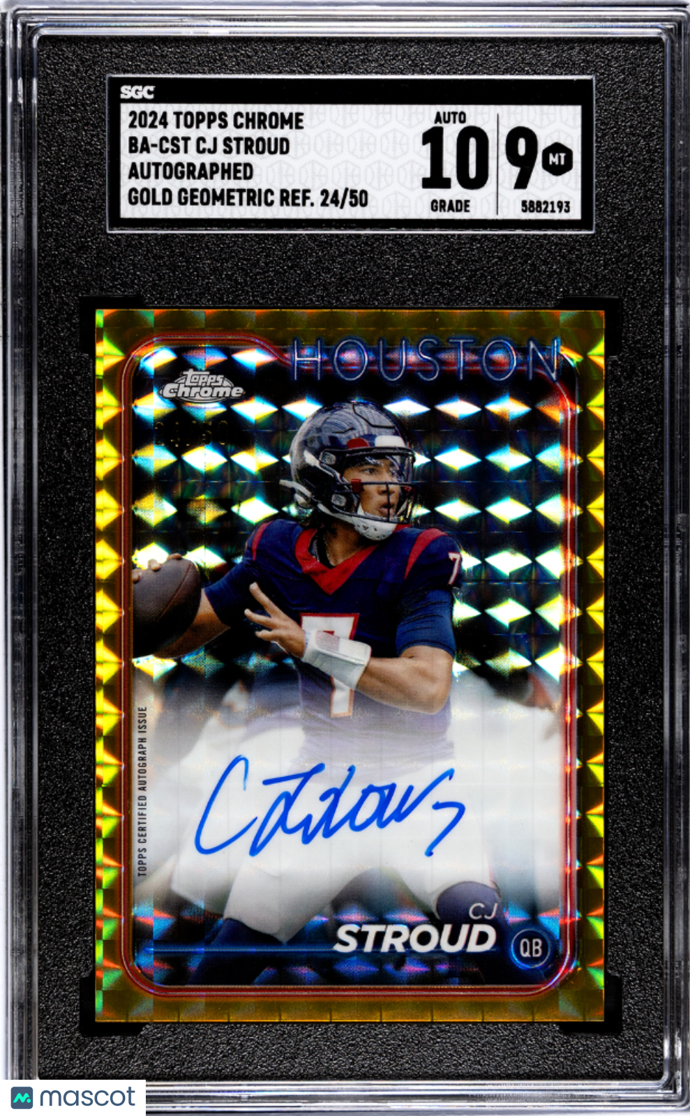2024 Topps Chrome CJ Stroud #BA-CST Gold Geometric Refractor SGC 9 Auto 10