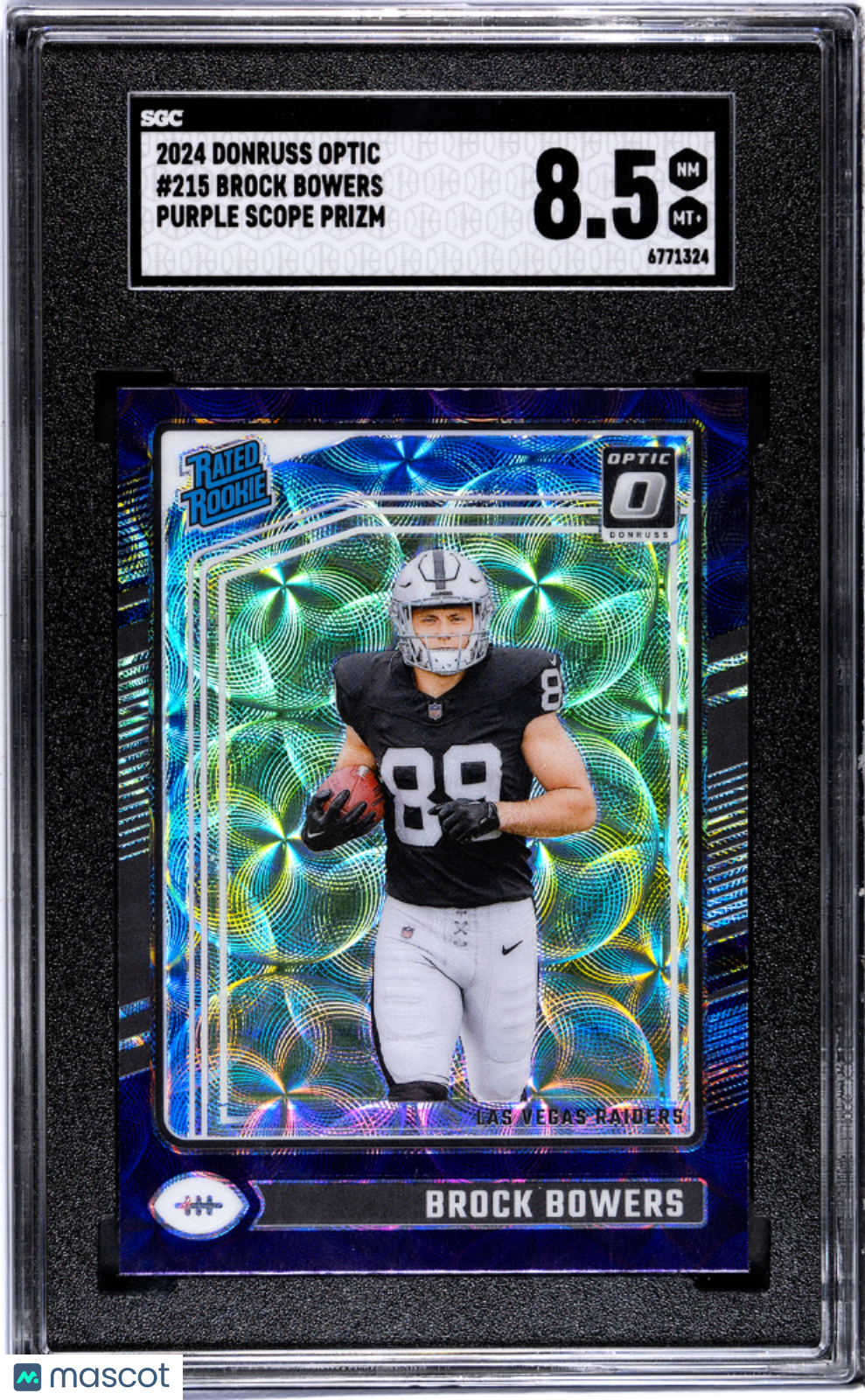 2024 Donruss Optic Brock Bowers #215 Purple Scope Prizm SGC 8.5