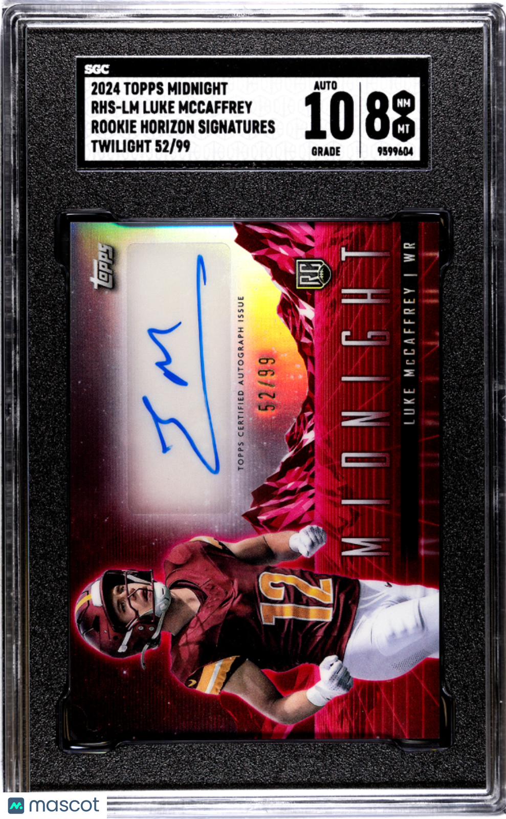 2024 Topps Luke Mccaffrey #RHS-LM RC Horizon Sigs. Twilight SGC 8 Auto 10