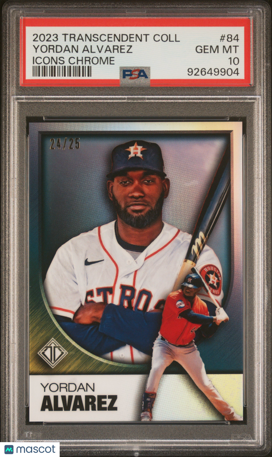 2023 Topps Transcendent Collection Icons Chrome Yordan Alvarez #84 /25 PSA 10