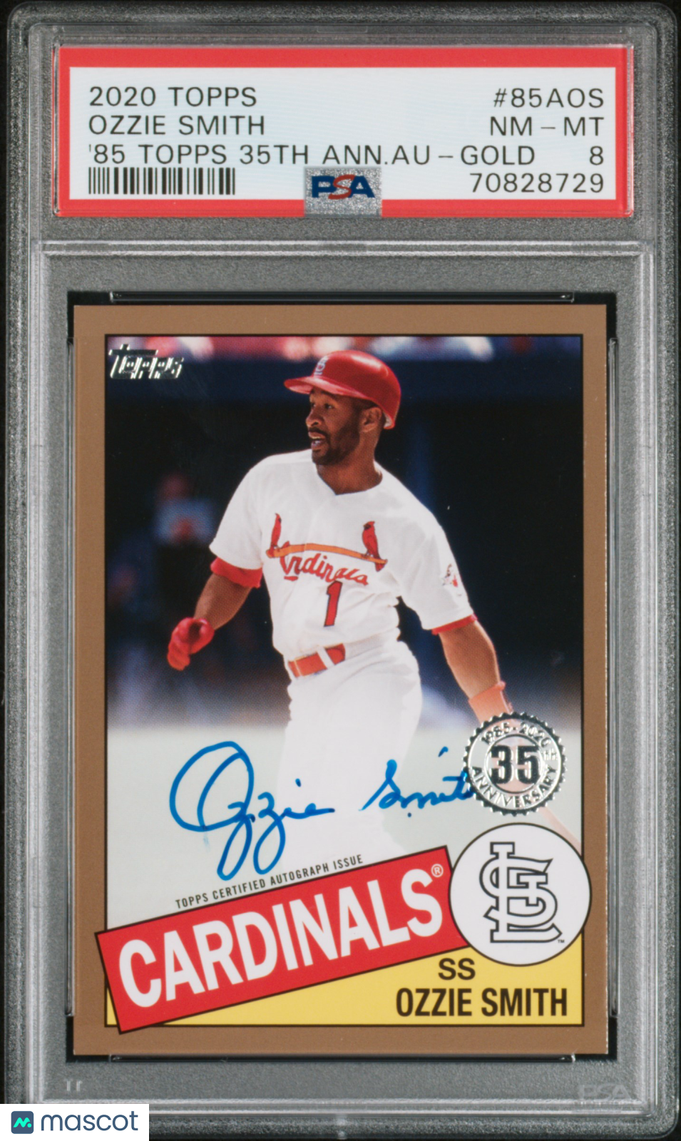 2020 Topps 1985 Topps 35th Anniversary Auto Ozzie Smith #85AOS '85  Gold PSA 8