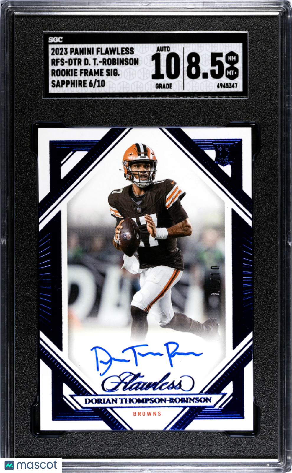 2023 Panini Flawless Dorian Thompson-Robinson #RFS-DTR Sapphire SGC Auto 10