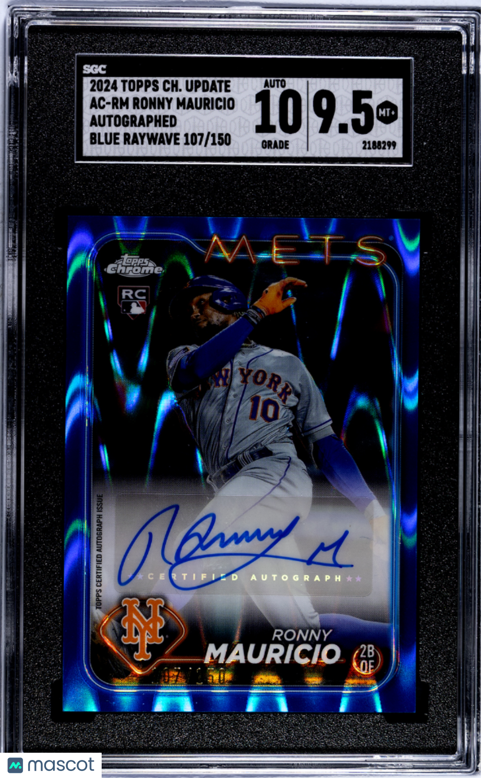 2024 Topps Chrome Ronny Mauricio #AC-RM Auto Blue Raywave SGC 9.5 Auto 10