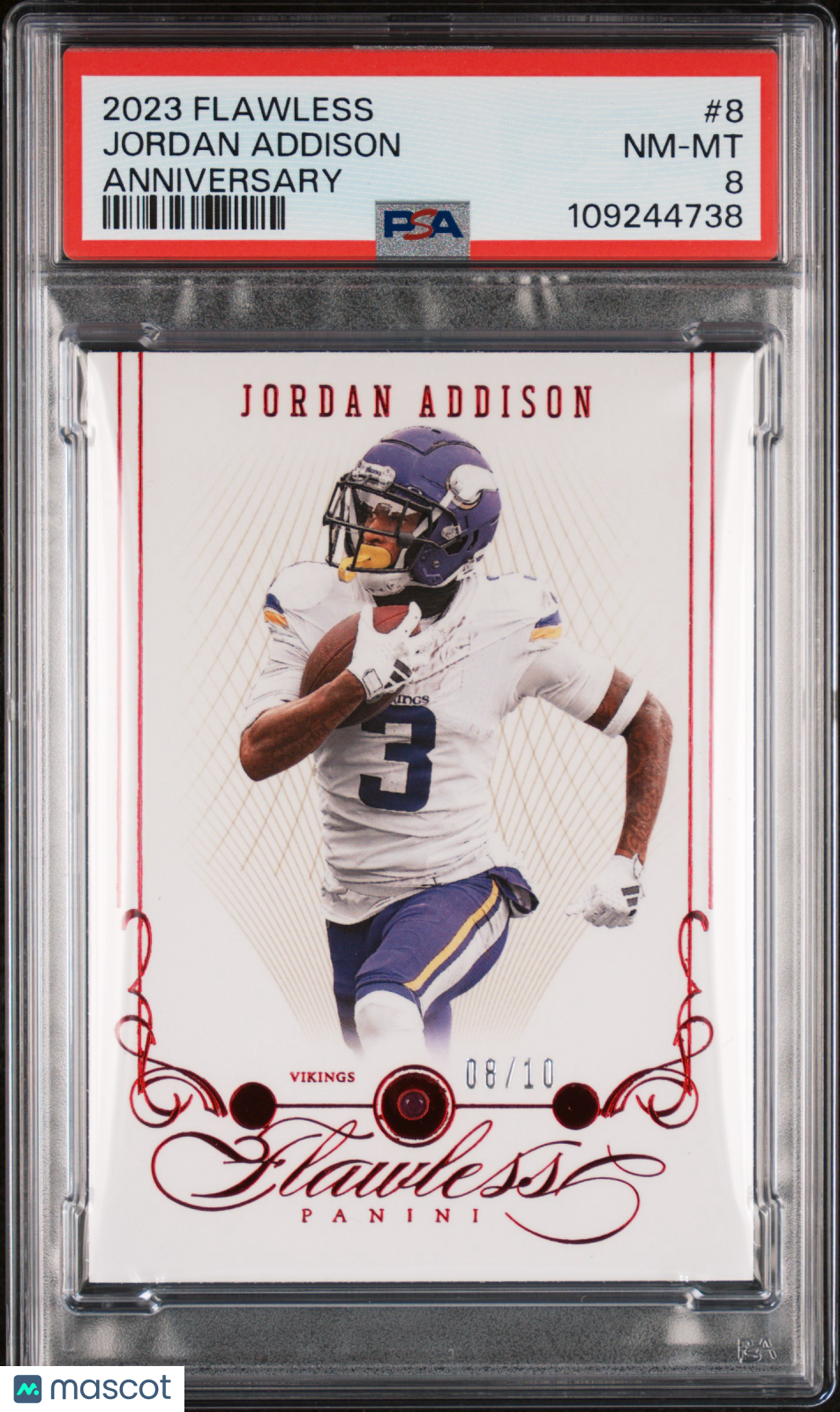 2023 Panini Flawless Anniversary Jordan Addison #8 08/10 PSA 8