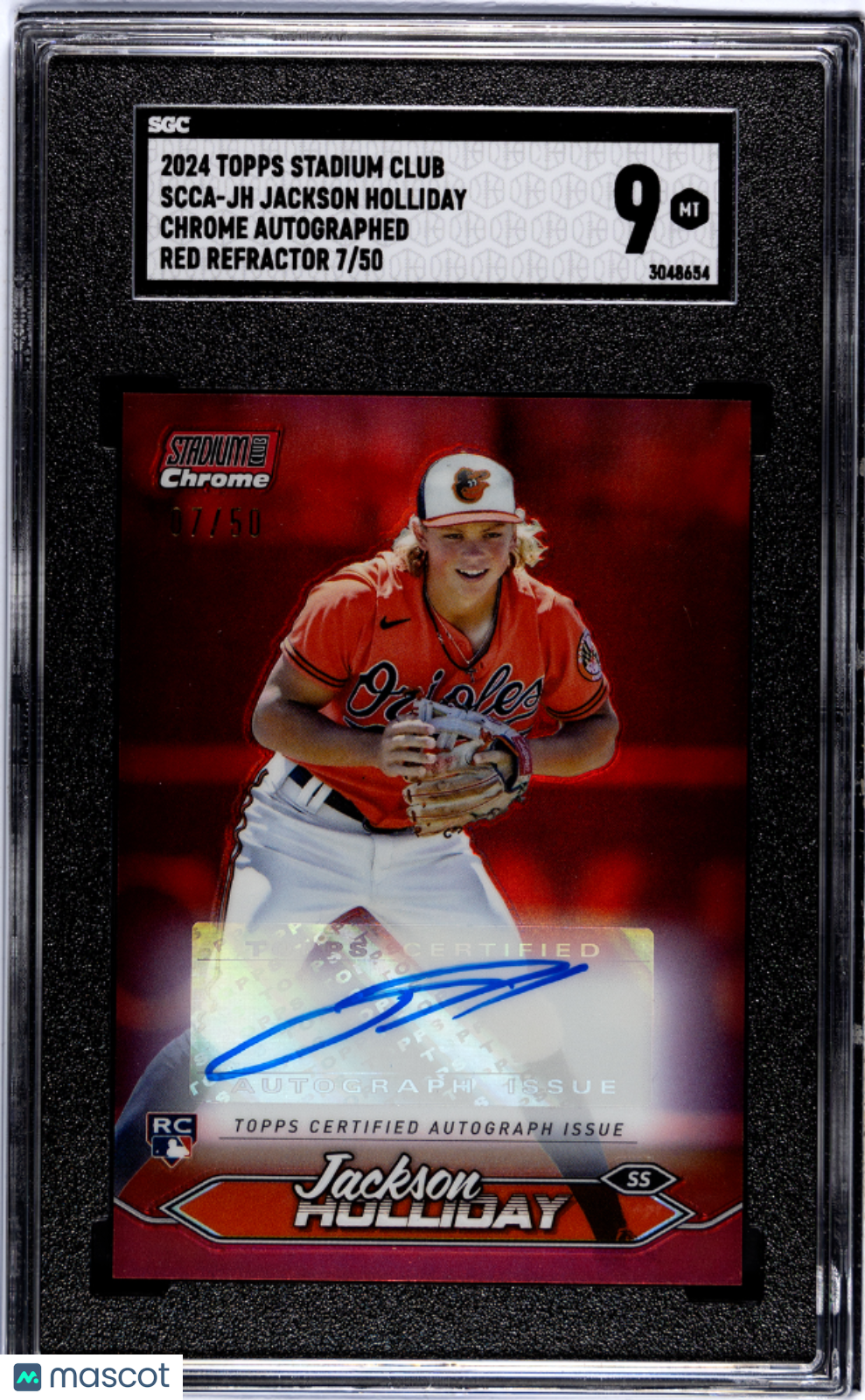 2024 Topps Stadium Club Jackson Holliday #SCCA-JH Chrome Red Refractor SGC 9