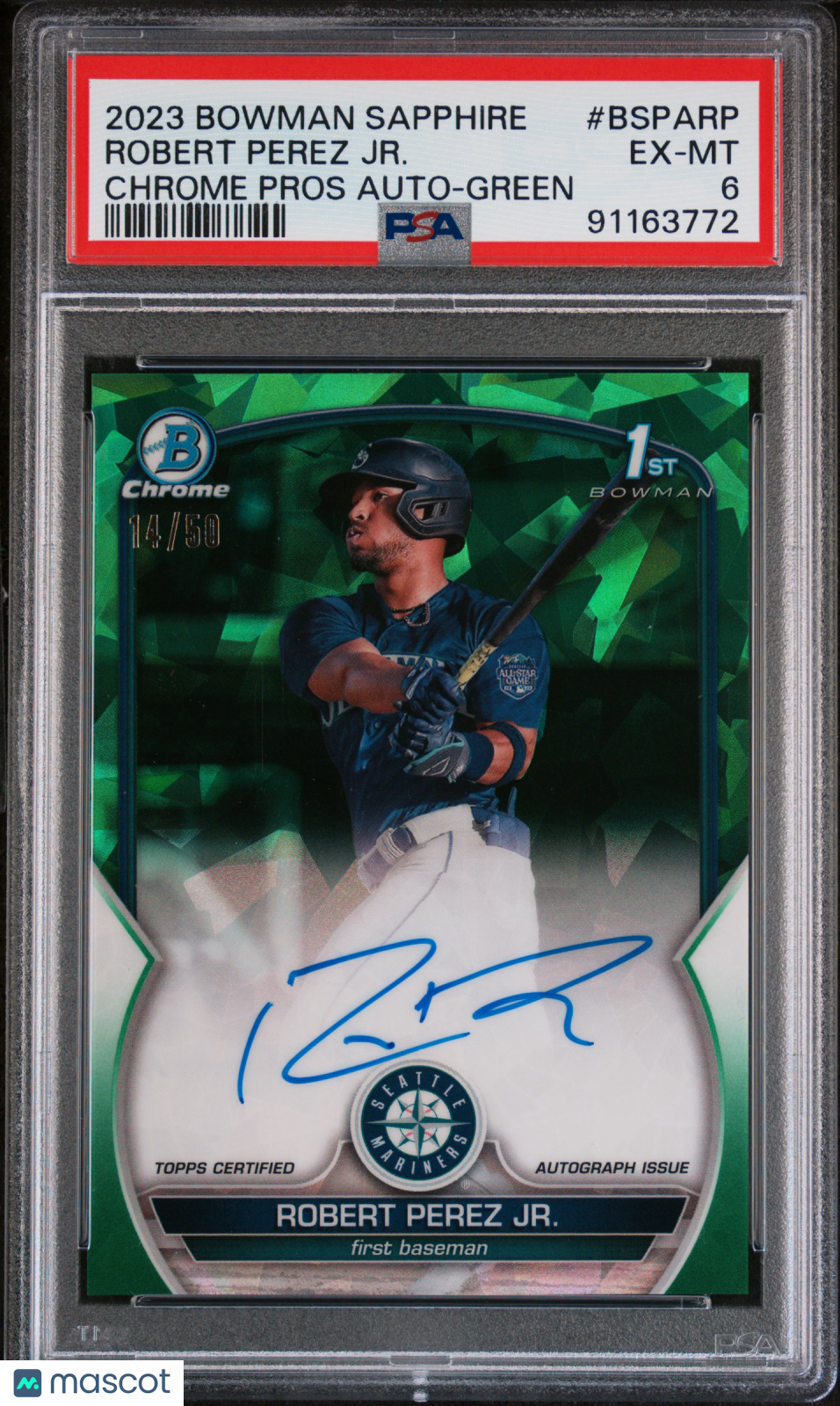 2023 Bowman Sapphire Edition Prospects Aut Robert Perez JR. #BSPARP Green /50 P