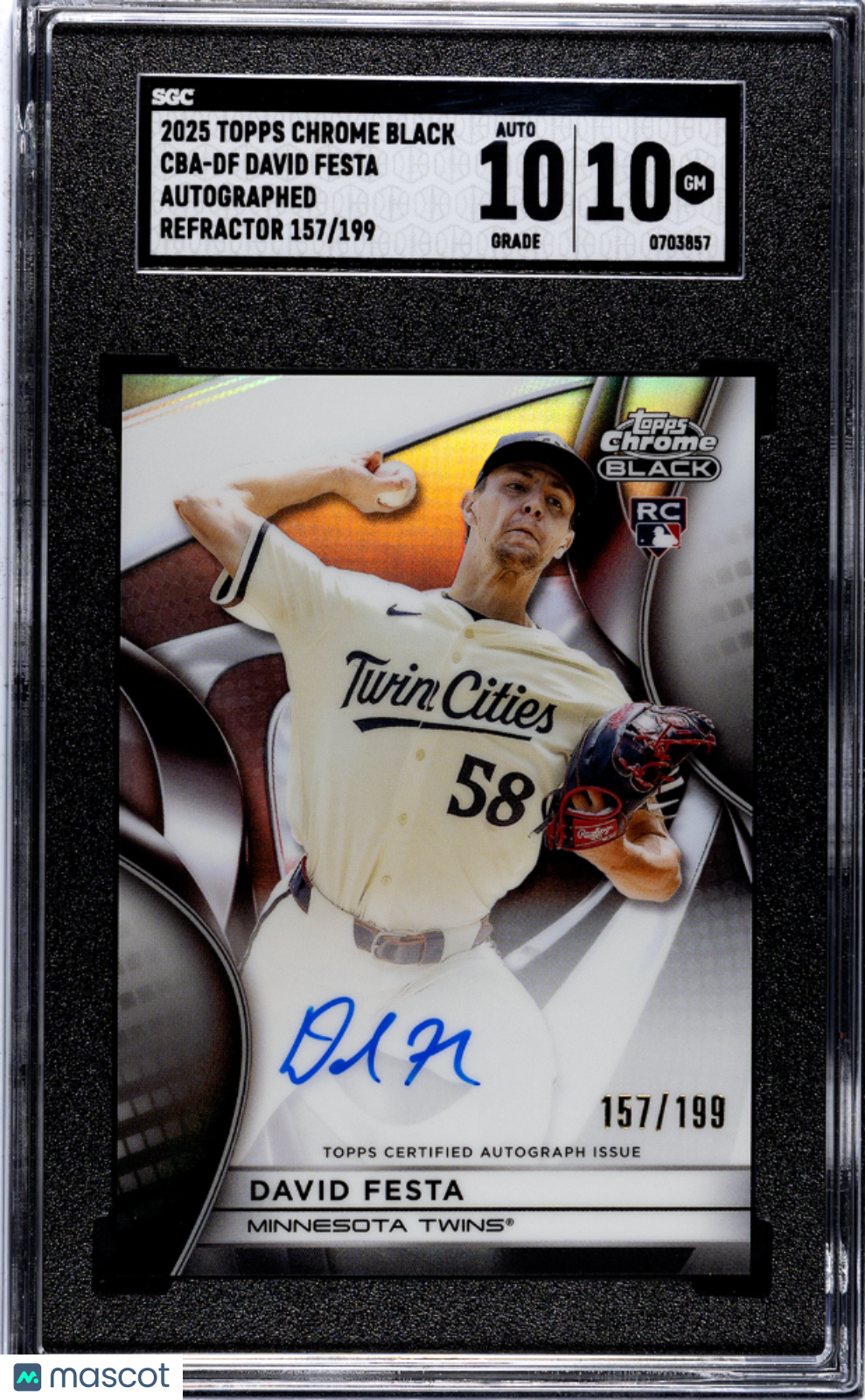 2025 Topps Chrome Black David Festa #CBA-DF Autograph Refractor SGC 10 Auto 10
