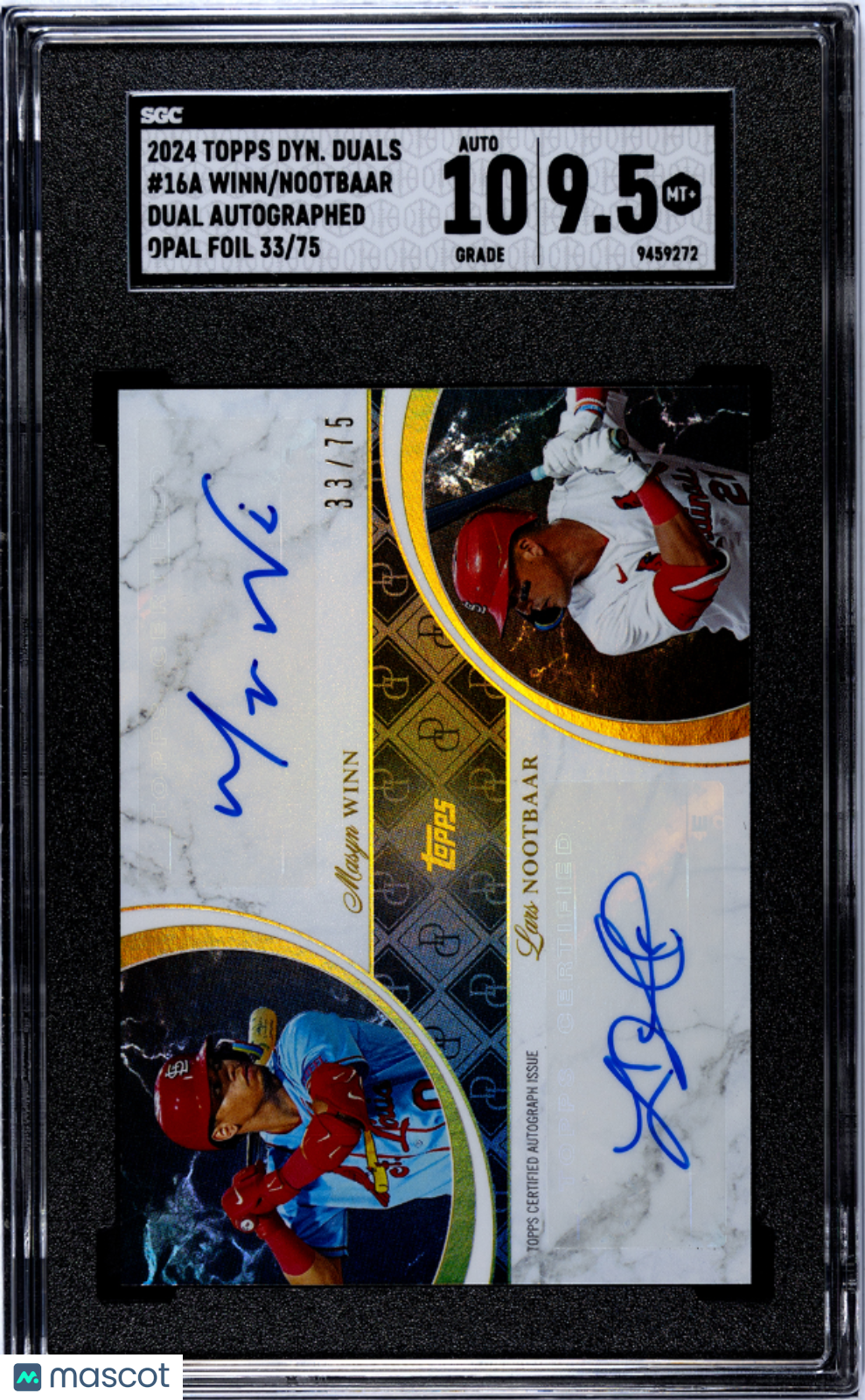 2024 Topps Dynamic Duals Nootbaar Winn #16A Auto Opal Foil SGC 9.5 Auto 10