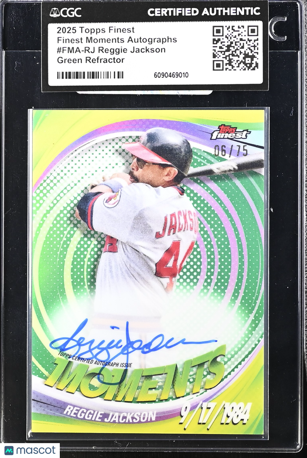 2025 Topps Reggie Jackson #FMA-RJ Green Refractor Finest Auto CGC Authentic